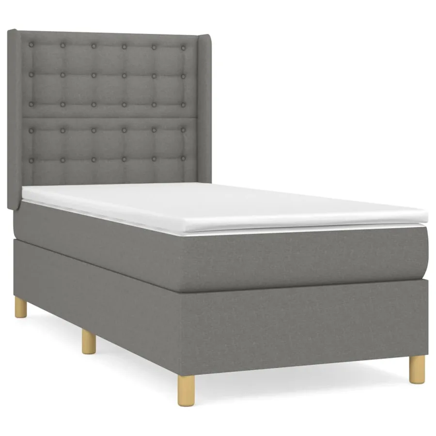 Sommier à lattes de lit et matelas Gris foncé 90x190 cm Tissu - 2