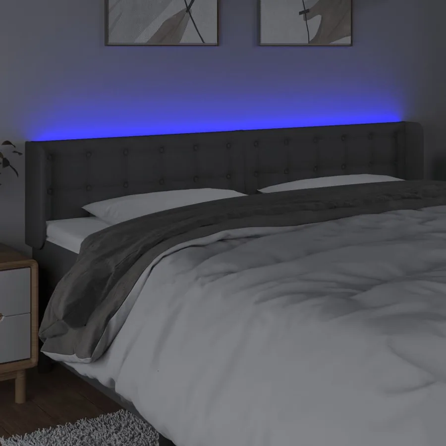 Tête de lit à LED Gris foncé 183x16x78/88 cm Tissu - 4