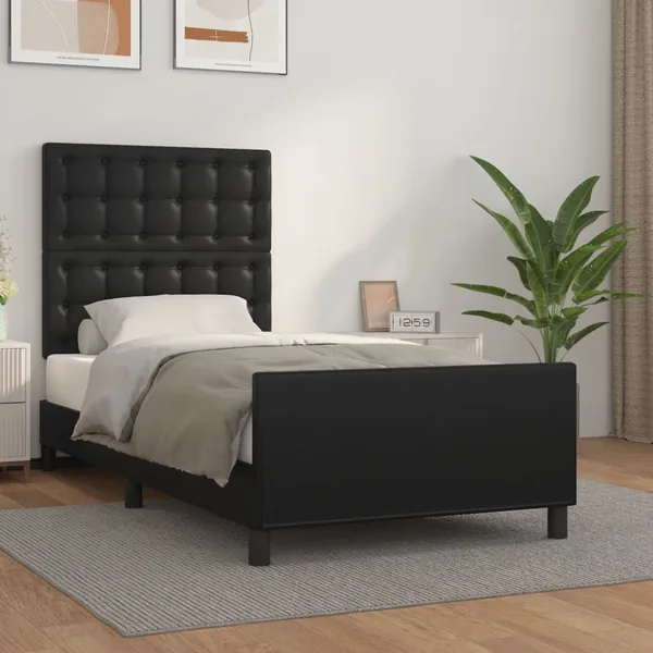 Cadre de lit sans matelas noir 90x190 cm similicuir