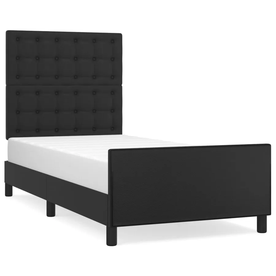 Cadre de lit sans matelas noir 90x190 cm similicuir - 2