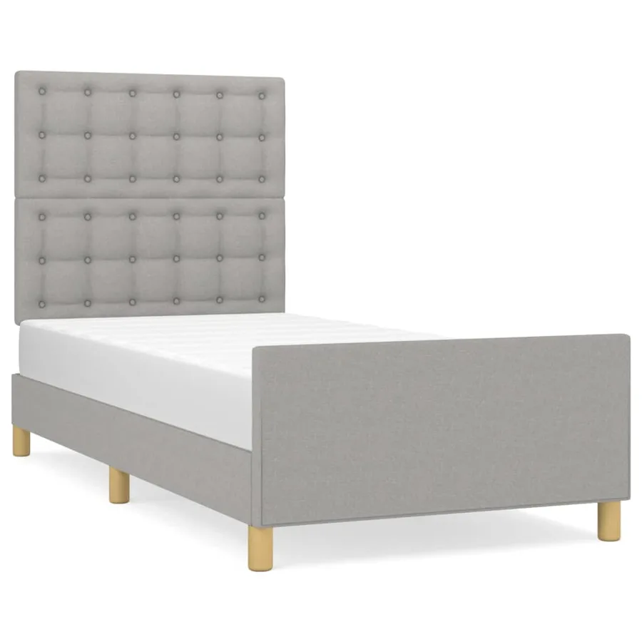 Cadre de lit sans matelas avec tête de lit gris clair 90x200cm - 2