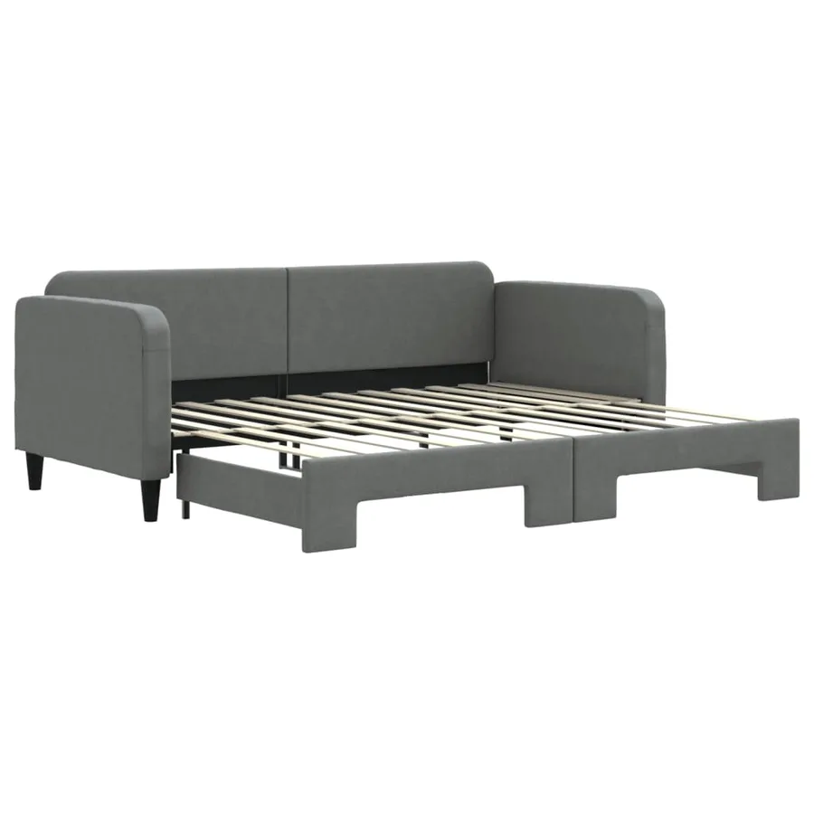 Lit de jour avec gigogne sans matelas gris foncé 90x200 cm - 2