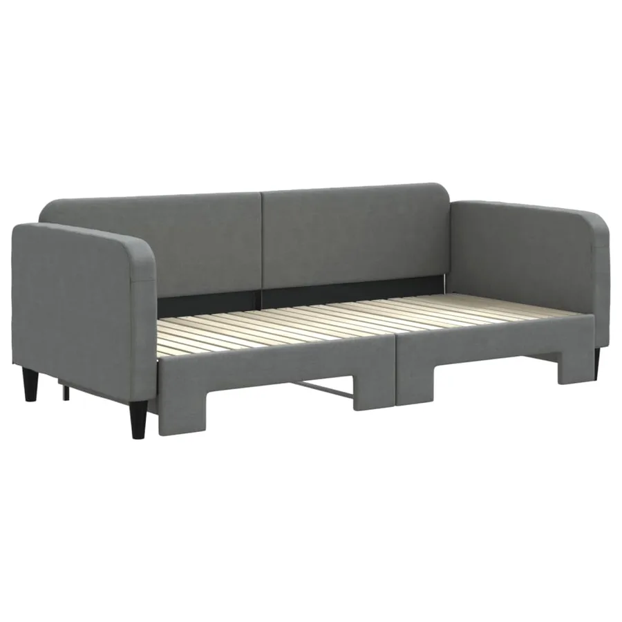 Lit de jour avec gigogne sans matelas gris foncé 90x200 cm - 3