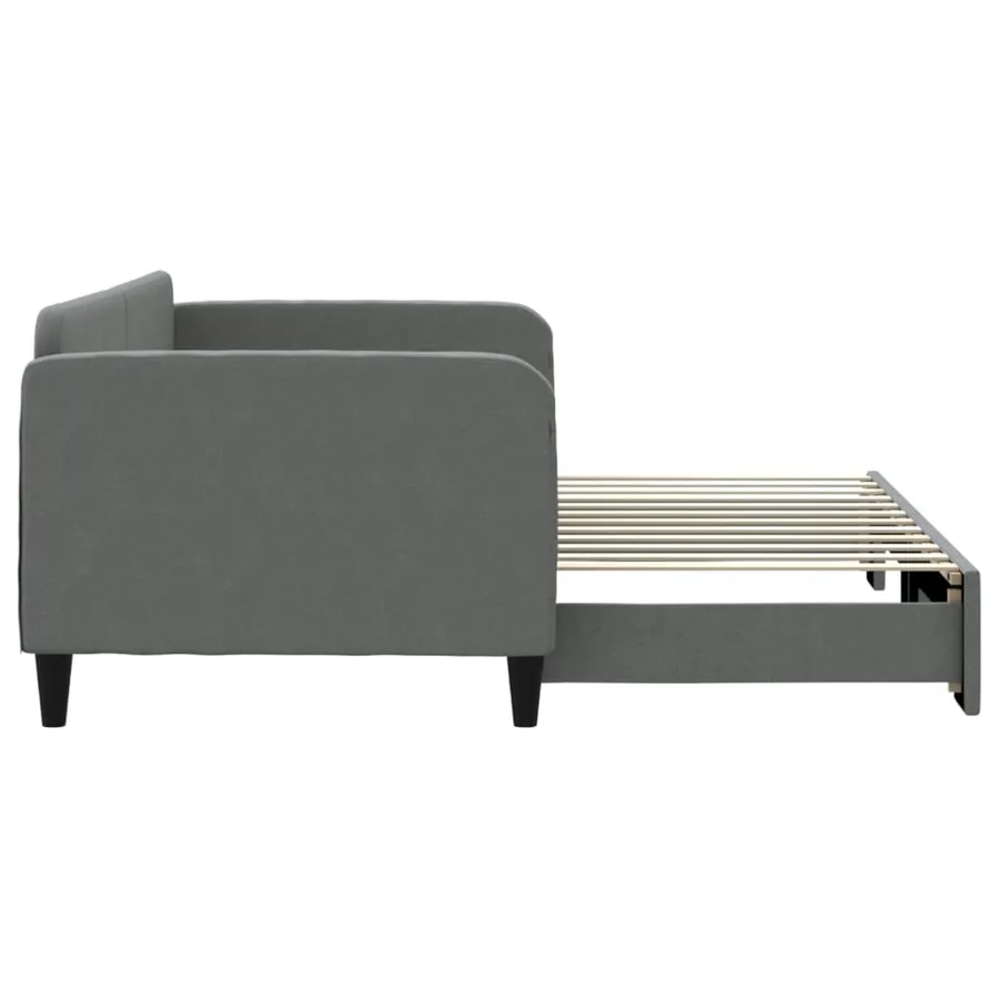 Lit de jour avec gigogne sans matelas gris foncé 90x200 cm - 4
