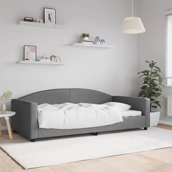 Lit de repos gris foncé 100x200 cm tissu