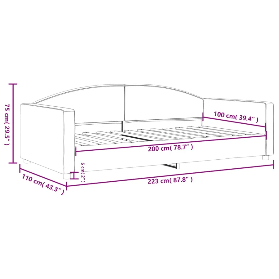 Lit de repos gris foncé 100x200 cm tissu - 8