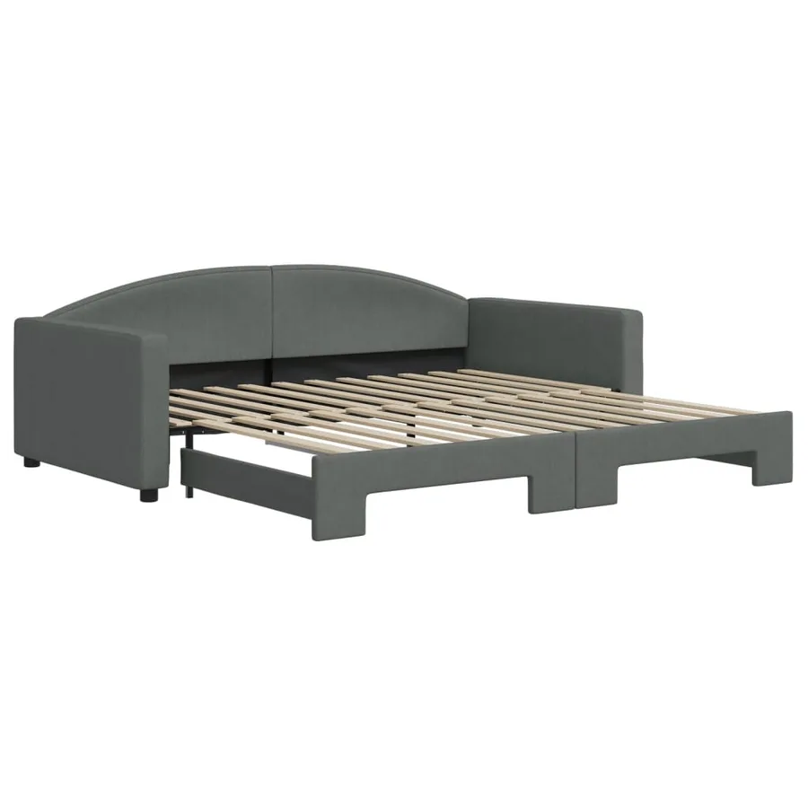 Lit de jour avec gigogne sans matelas gris foncé 100x200 cm - 2
