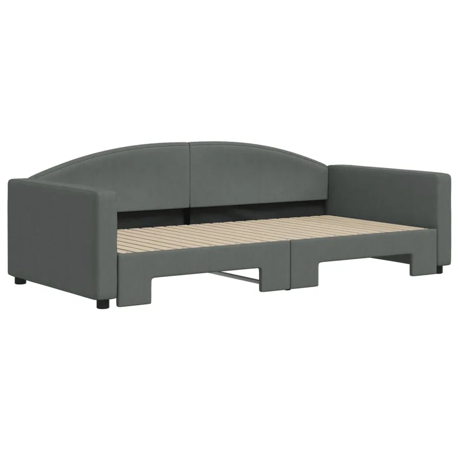 Lit de jour avec gigogne sans matelas gris foncé 100x200 cm - 3