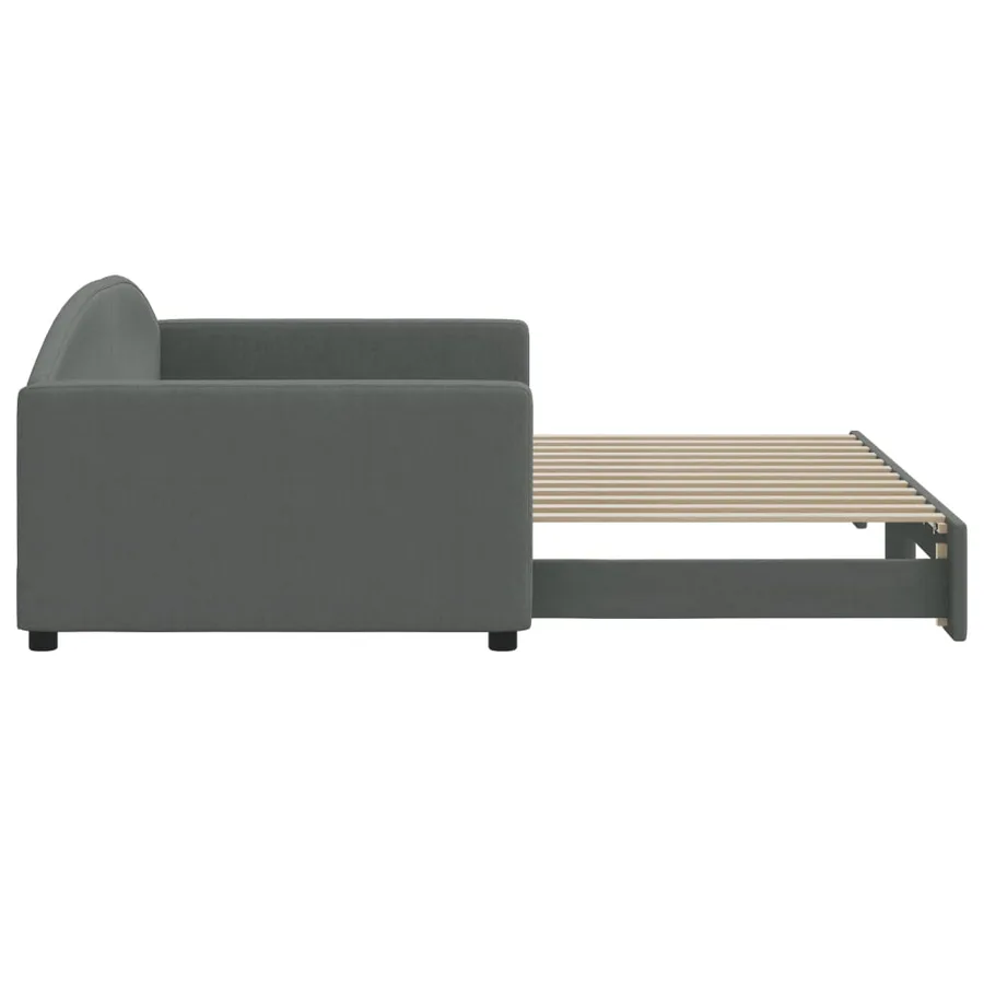 Lit de jour avec gigogne sans matelas gris foncé 100x200 cm - 4
