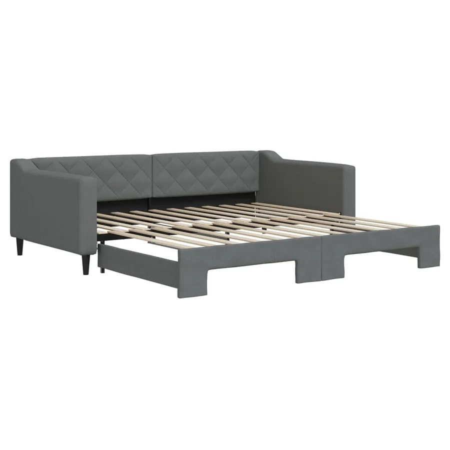 Lit de jour avec gigogne sans matelas gris foncé 100x200 cm - 2