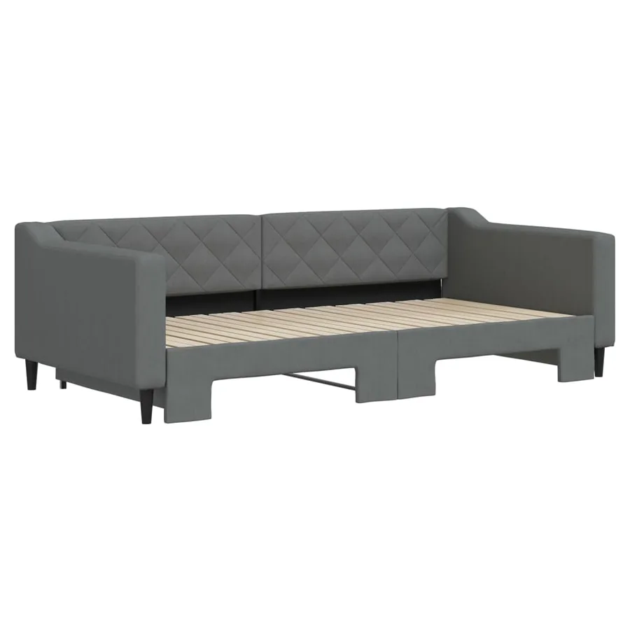 Lit de jour avec gigogne sans matelas gris foncé 100x200 cm - 3