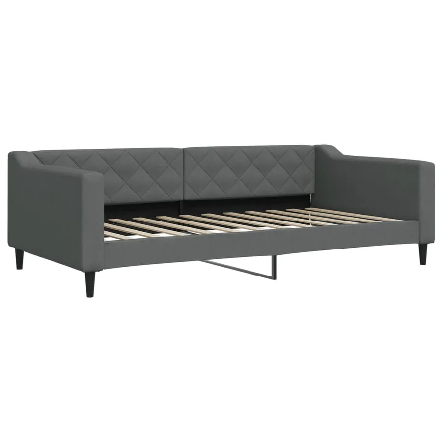Lit de jour avec gigogne sans matelas gris foncé 100x200 cm - 4