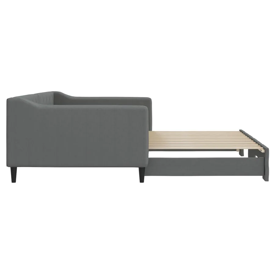 Lit de jour avec gigogne sans matelas gris foncé 100x200 cm - 8