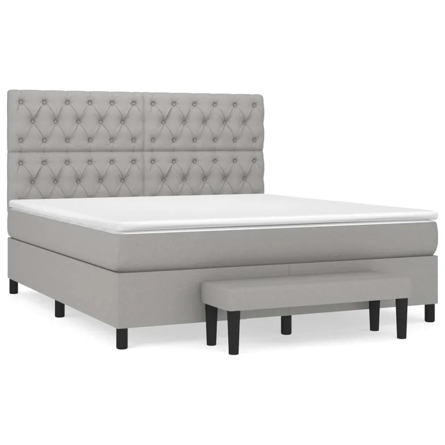 Sommier à lattes de lit avec matelas Gris clair 160x200cm Tissu - 2
