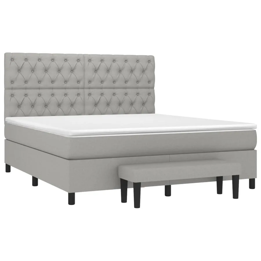 Sommier à lattes de lit avec matelas Gris clair 160x200cm Tissu - 3
