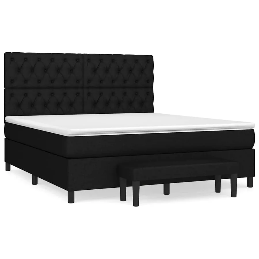 Sommier à lattes de lit avec matelas Noir 160x200 cm Tissu - 2
