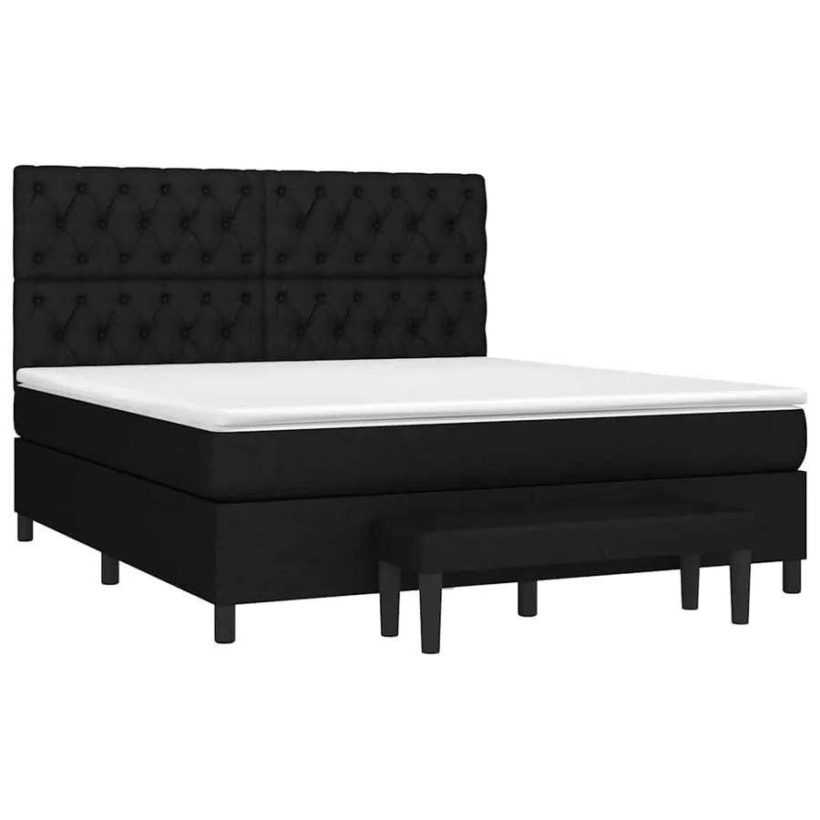 Sommier à lattes de lit avec matelas Noir 160x200 cm Tissu - 3