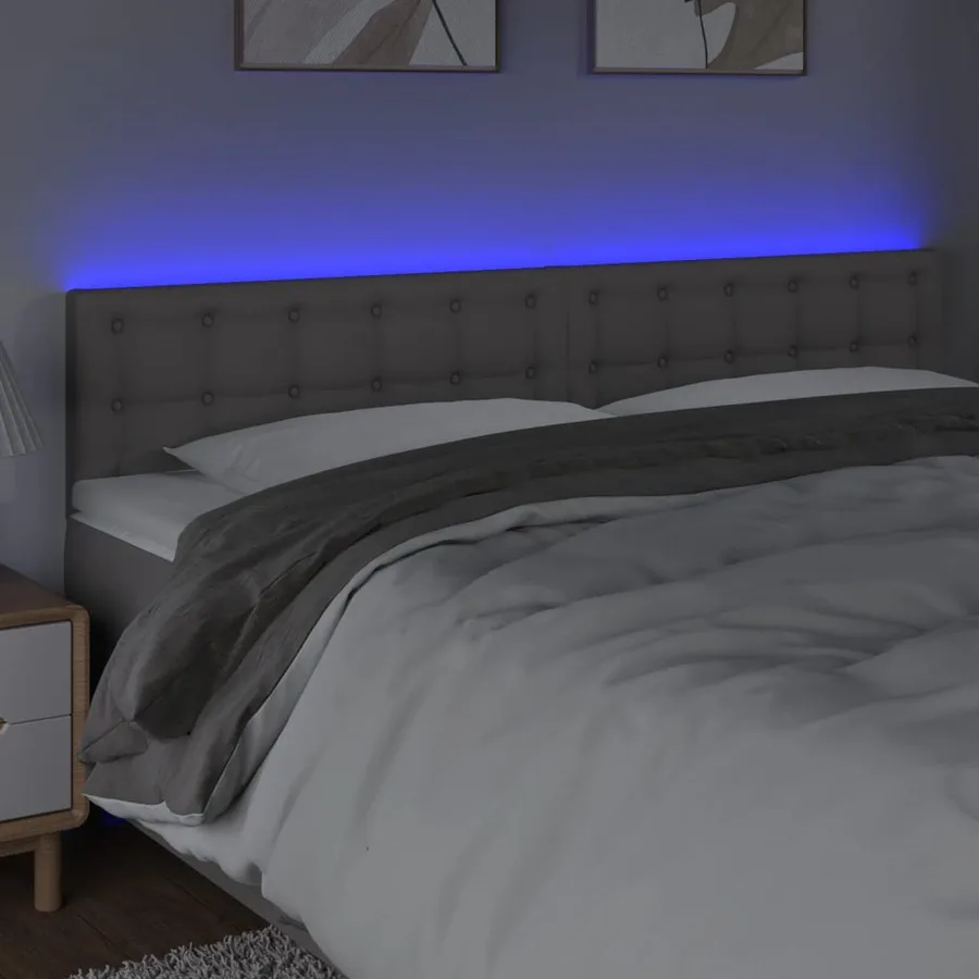 Tête de lit à LED Gris 180x5x78/88 cm Similicuir - 3