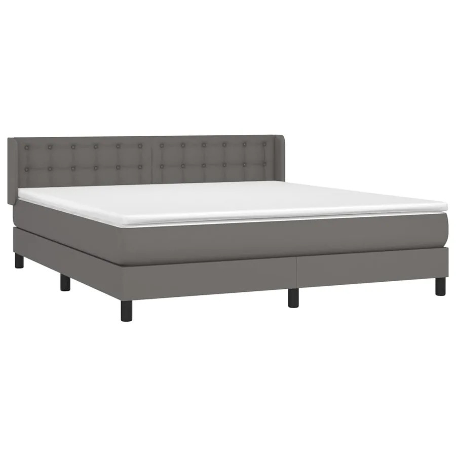 Sommier à lattes de lit avec matelas Gris 180x200 cm Similicuir - 3