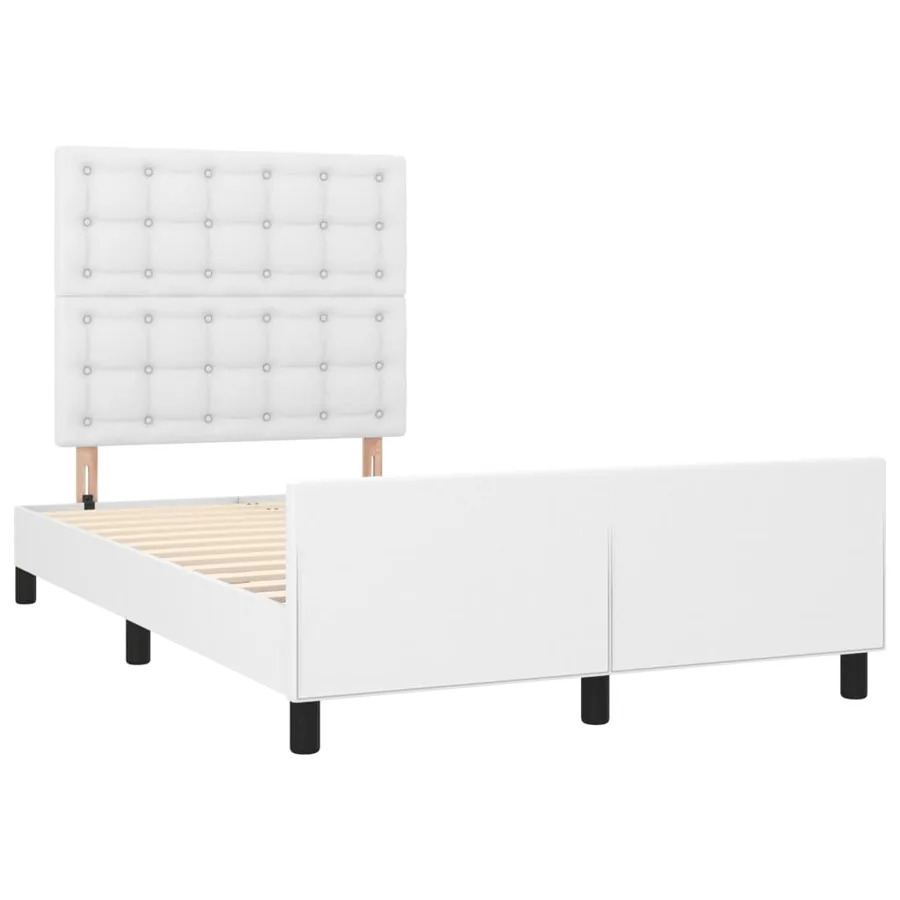 Cadre de lit sans matelas blanc 120x200 cm similicuir - 4