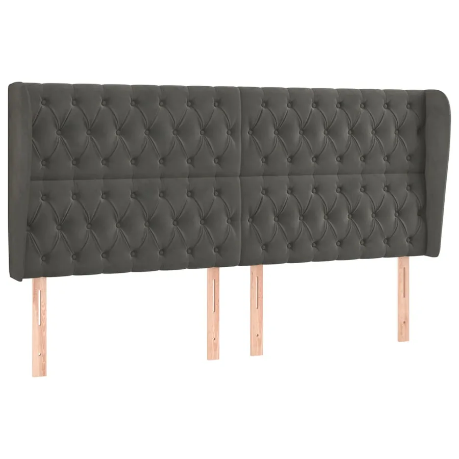 Tête de lit avec oreilles Gris foncé 203x23x118/128 cm Velours - 2