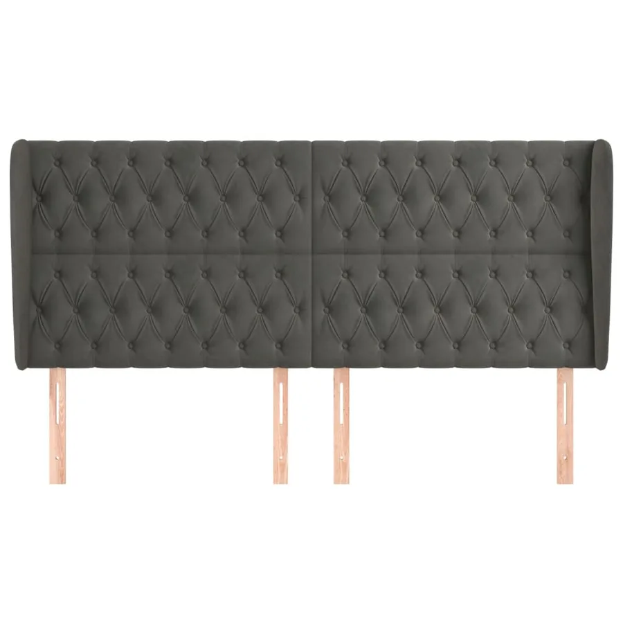 Tête de lit avec oreilles Gris foncé 203x23x118/128 cm Velours - 3