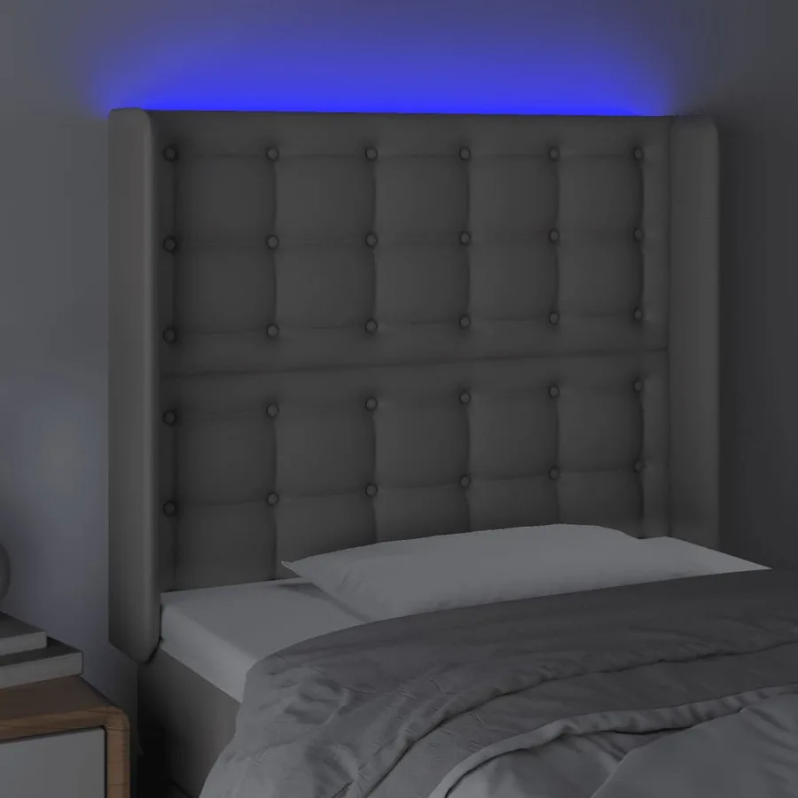Tête de lit à LED Gris 93x16x118/128 cm Similicuir - 4