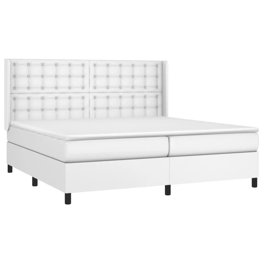 Sommier à lattes de lit matelas LED Blanc 200x200 cm Similicuir - 4