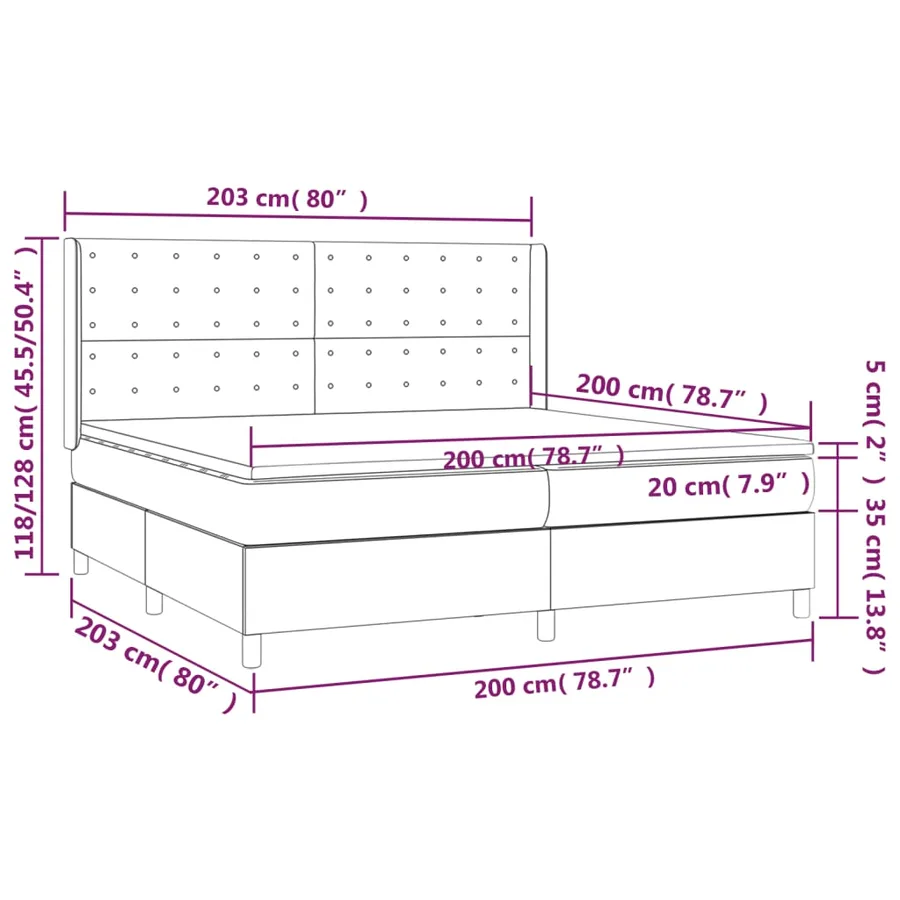 Sommier à lattes de lit matelas LED Blanc 200x200 cm Similicuir - 8
