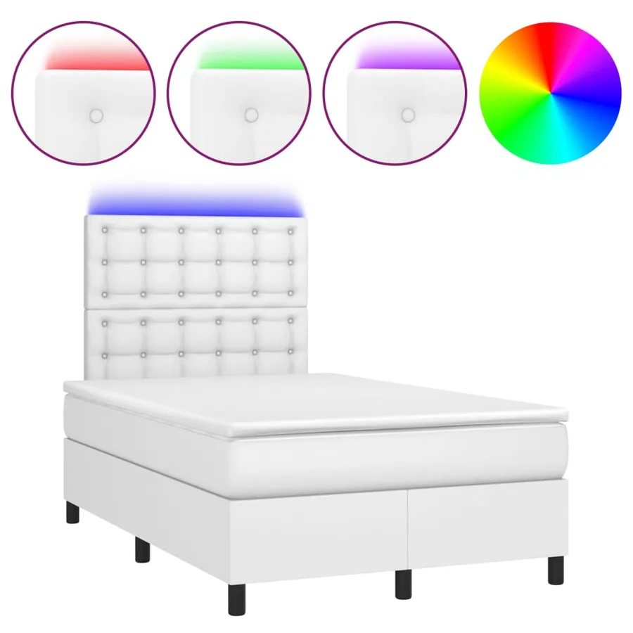Sommier à lattes de lit avec matelas et LED Blanc 120x200 cm - 2