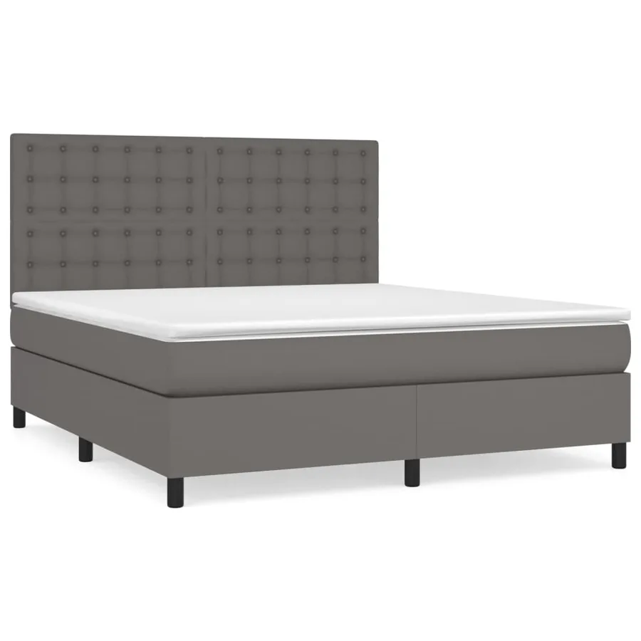 Sommier à lattes de lit avec matelas Gris 180x200 cm Similicuir - 2
