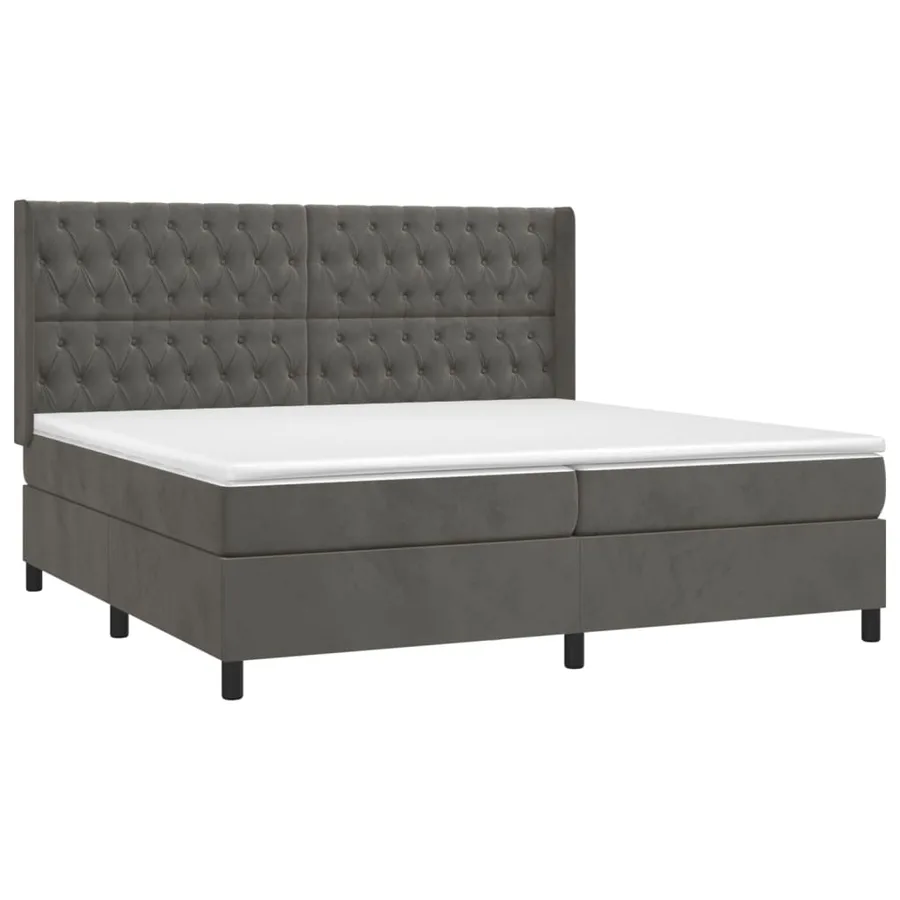 Sommier à lattes de lit et matelas Gris foncé 200x200cm Velours - 3