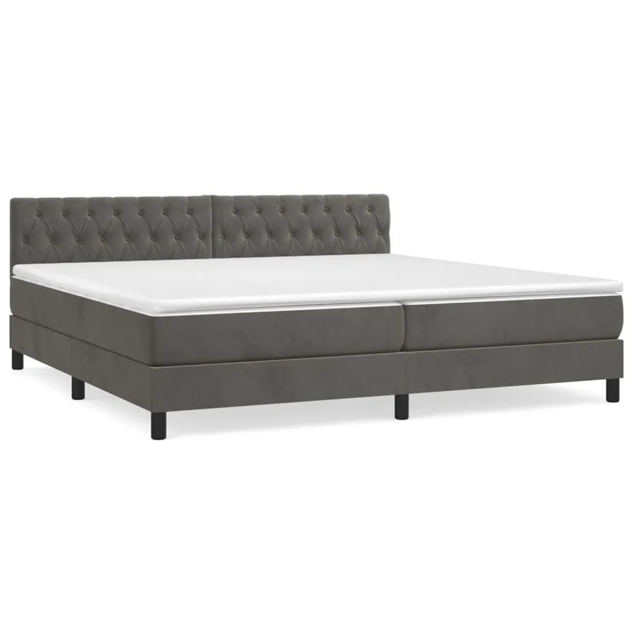 Sommier à lattes de lit et matelas Gris foncé 200x200cm Velours - 2