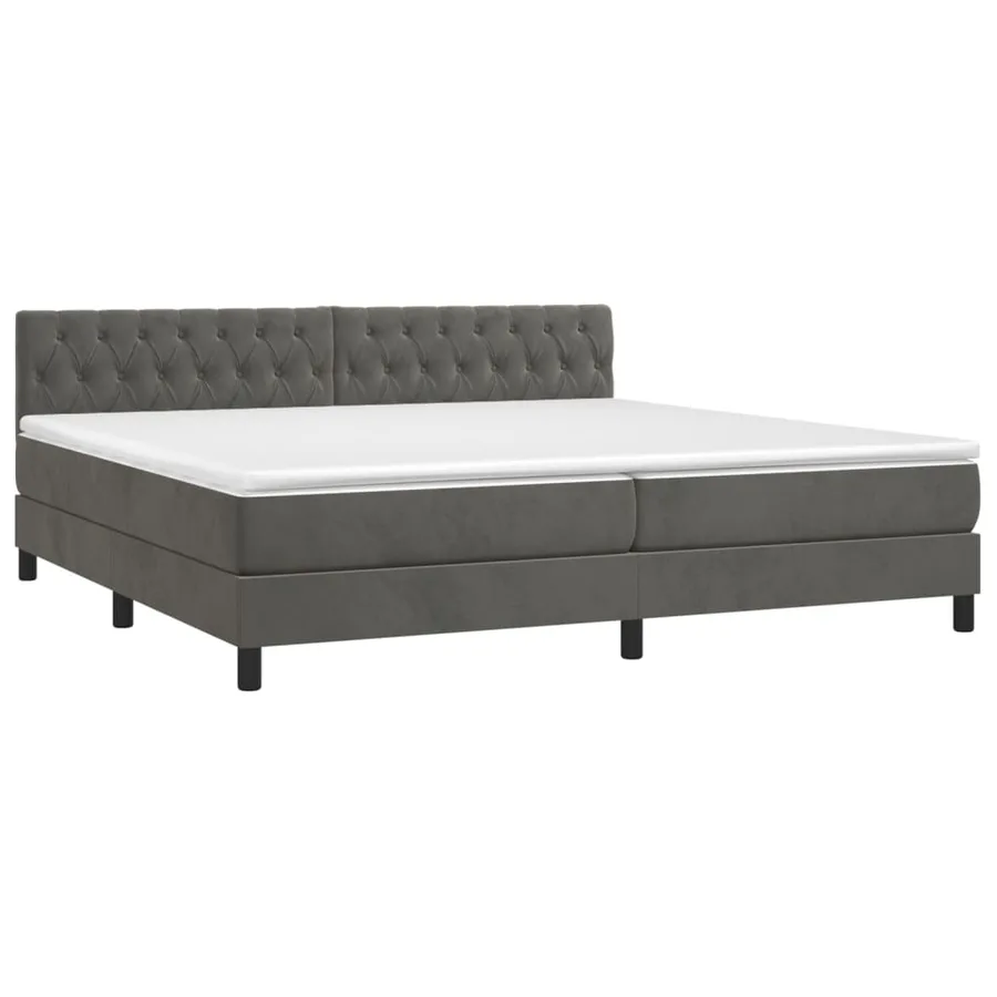 Sommier à lattes de lit et matelas Gris foncé 200x200cm Velours - 3