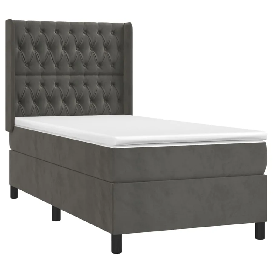 Sommier à lattes de lit matelas et LED Gris foncé 100x200 cm - 4
