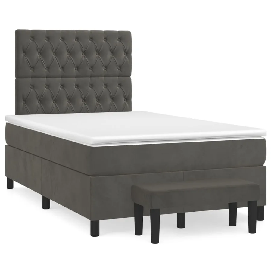 Sommier à lattes de lit et matelas Gris foncé 120x200cm Velours - 2