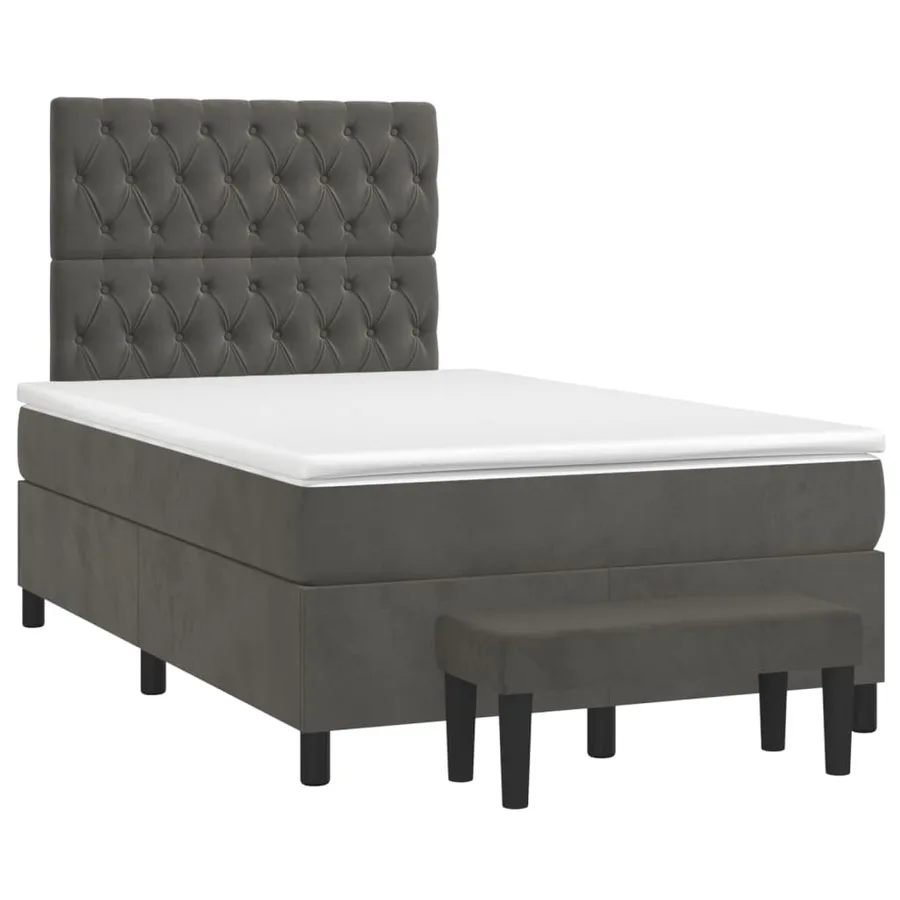 Sommier à lattes de lit et matelas Gris foncé 120x200cm Velours - 3