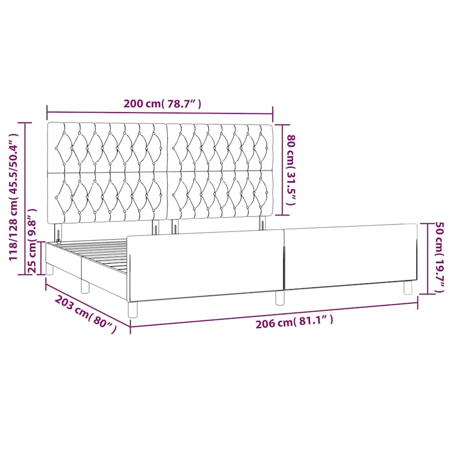 Cadre de lit sans matelas bleu foncé 200x200 cm velours - 14