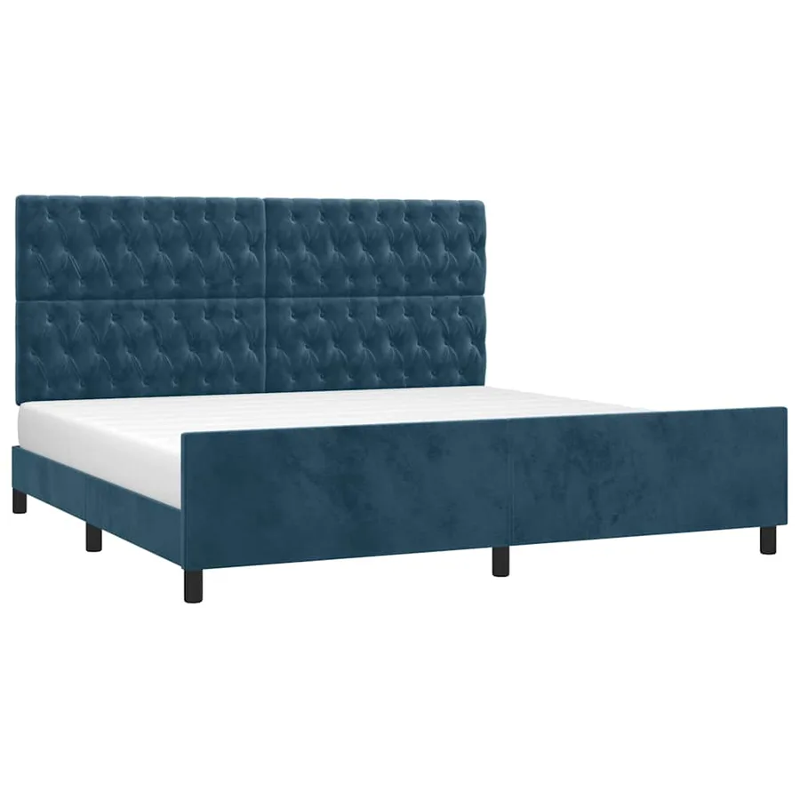 Cadre de lit sans matelas bleu foncé 200x200 cm velours - 3