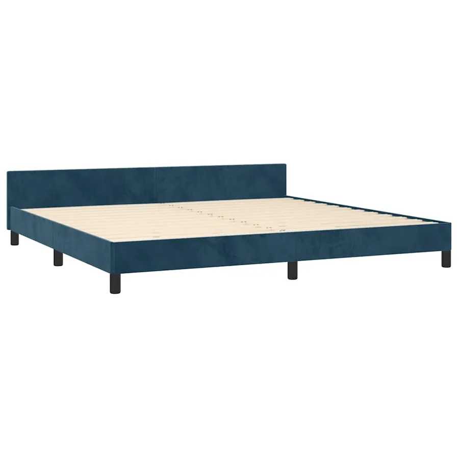Cadre de lit sans matelas bleu foncé 200x200 cm velours - 5