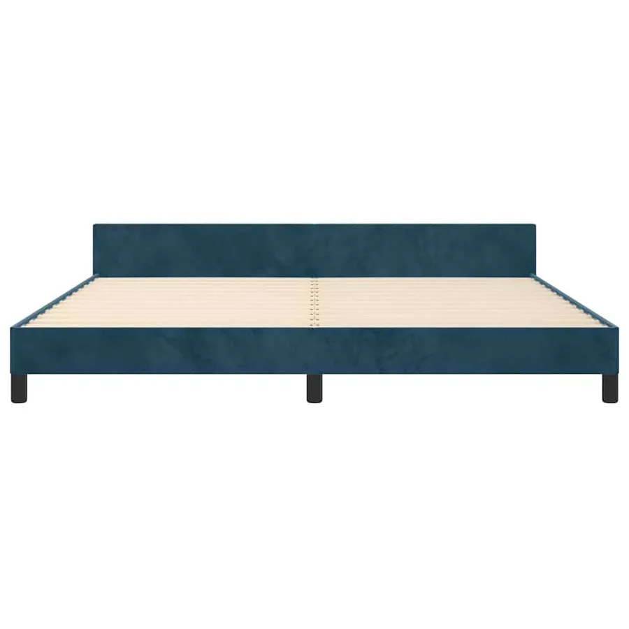 Cadre de lit sans matelas bleu foncé 200x200 cm velours - 6