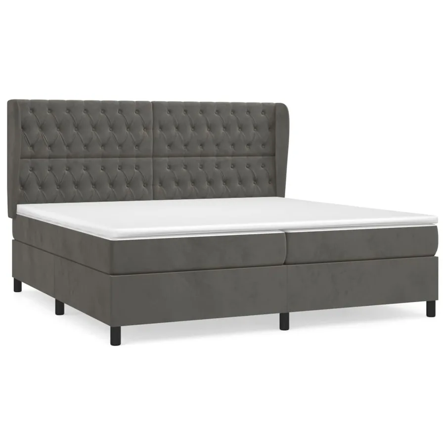 Sommier à lattes de lit et matelas Gris foncé 200x200cm Velours - 2