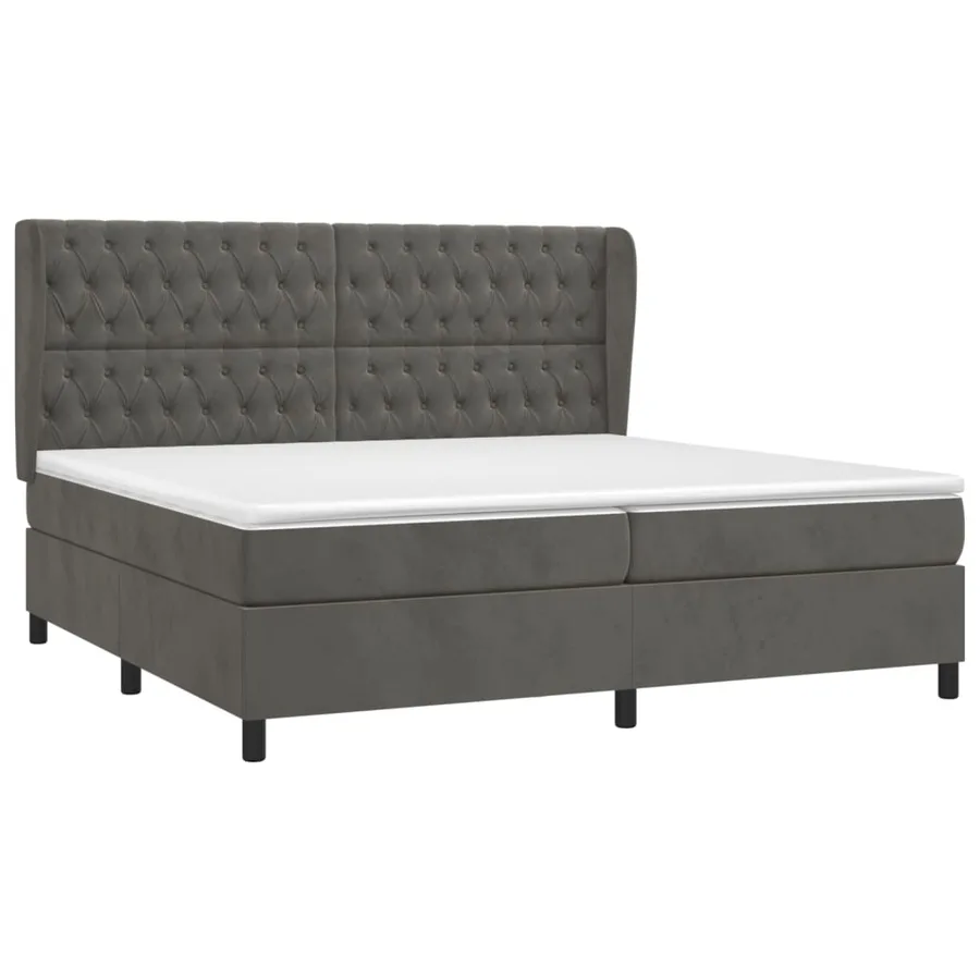 Sommier à lattes de lit et matelas Gris foncé 200x200cm Velours - 3