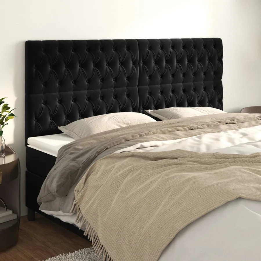 Tête de lit Noir 200x7x118/128 cm Velours