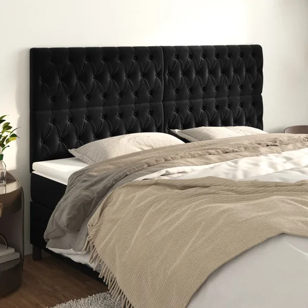 Tête de lit Noir 200x7x118/128 cm Velours