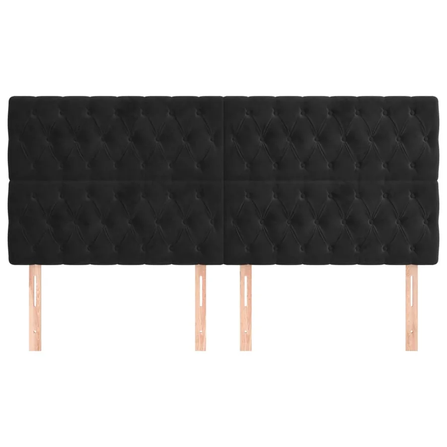 Tête de lit Noir 200x7x118/128 cm Velours - 3