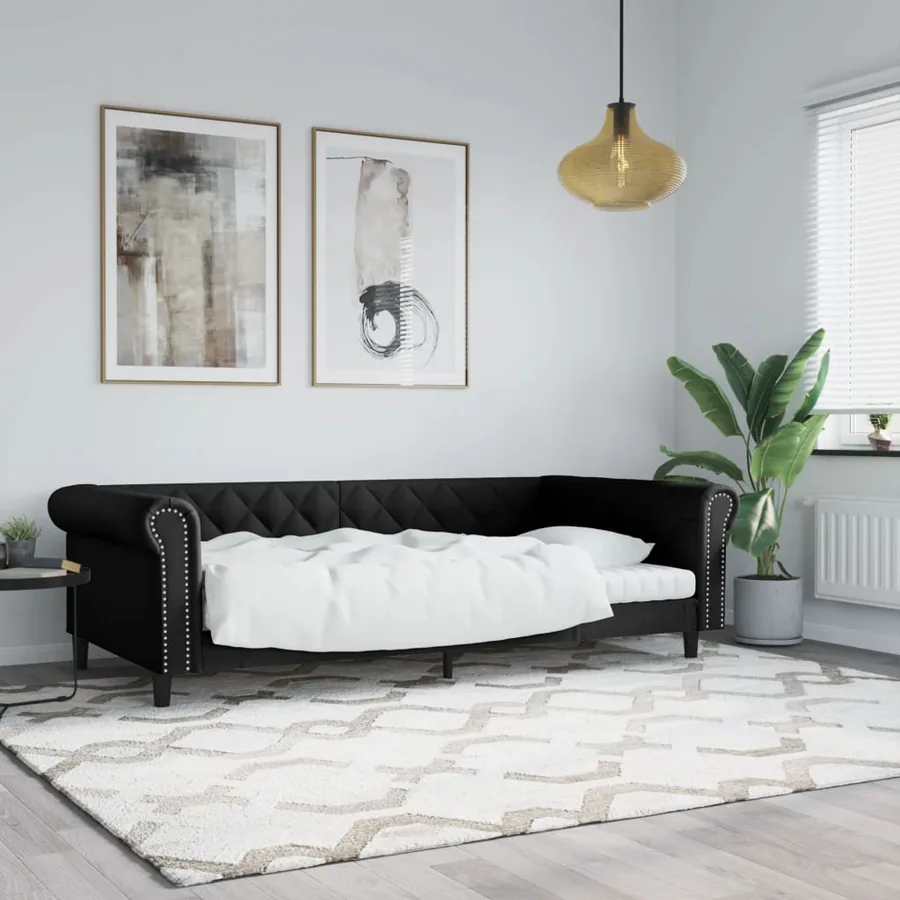 Lit de jour sans matelas noir 100x200 cm similicuir