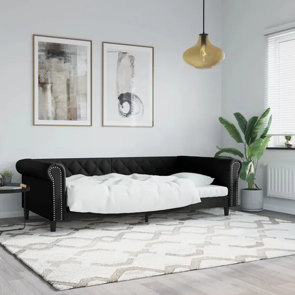 Lit de jour sans matelas noir 100x200 cm similicuir