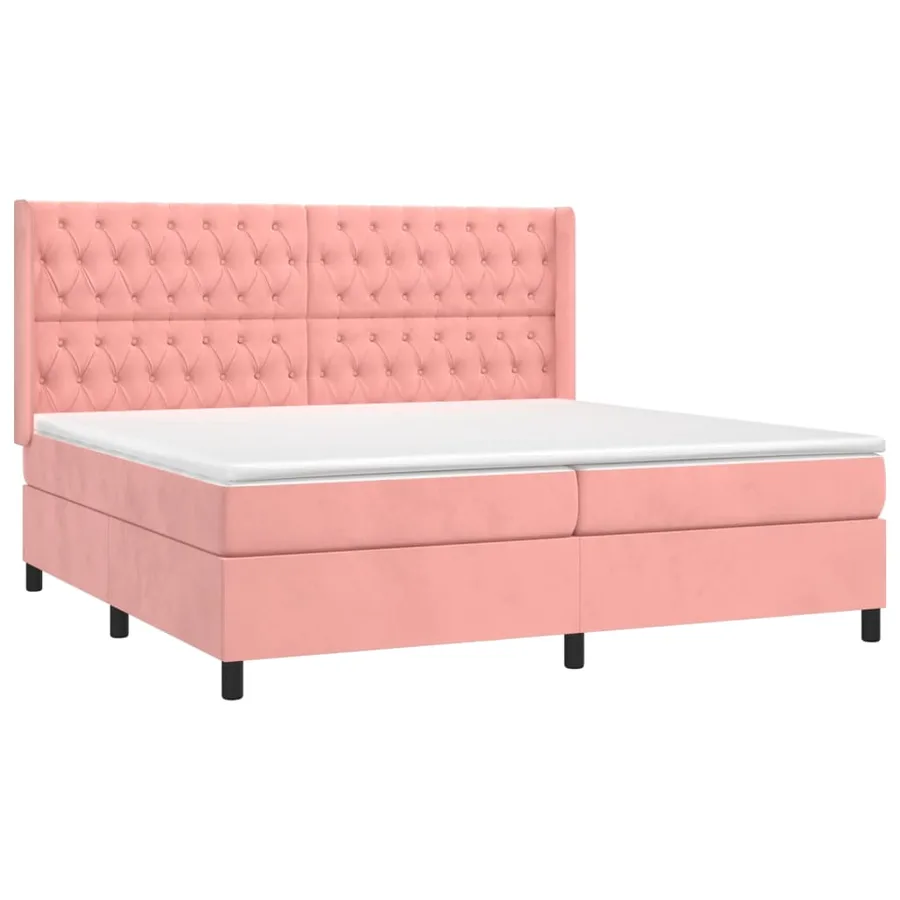 Sommier à lattes de lit matelas et LED Rose 200x200 cm Velours - 4