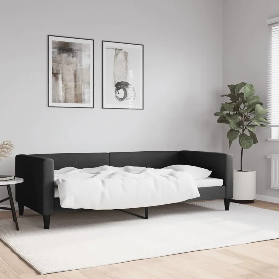 Lit de repos sans matelas noir 90x200 cm tissu